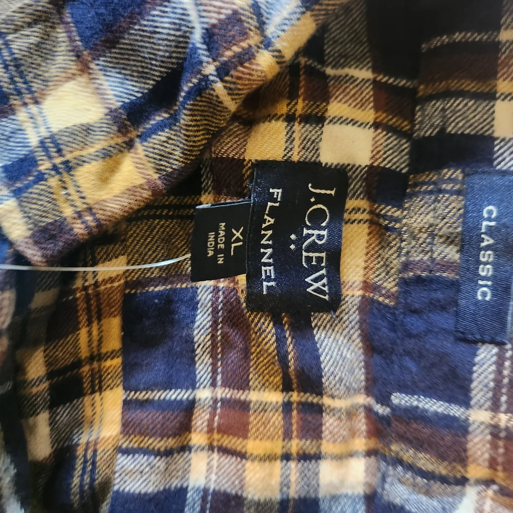 J. Crew Men's Plaid Shirt -‎ Navy and Yellow